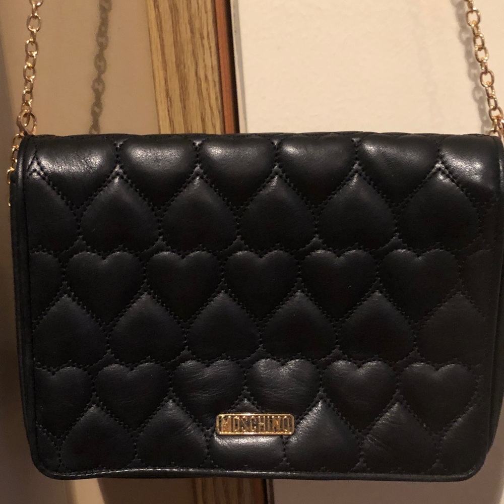Moschino Leather Shoulder Bag With Improvised Chain AS IS